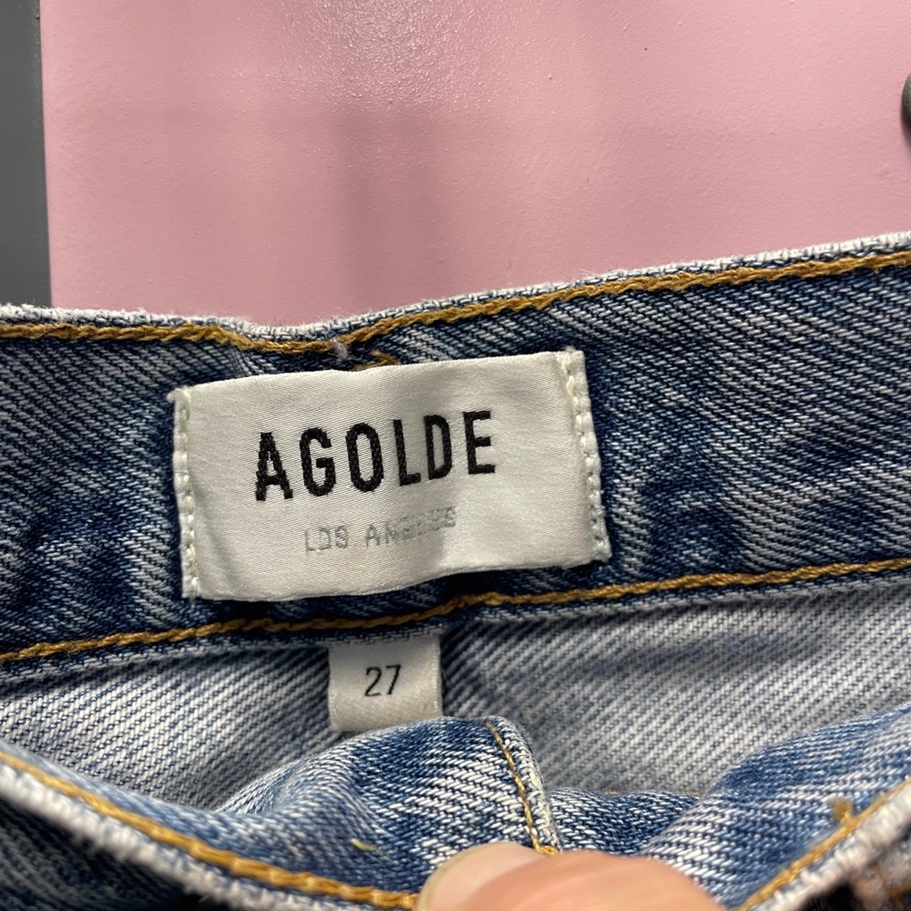 Agolde Distressed Blue Jeans, Size 27 - Picture 3 of 4